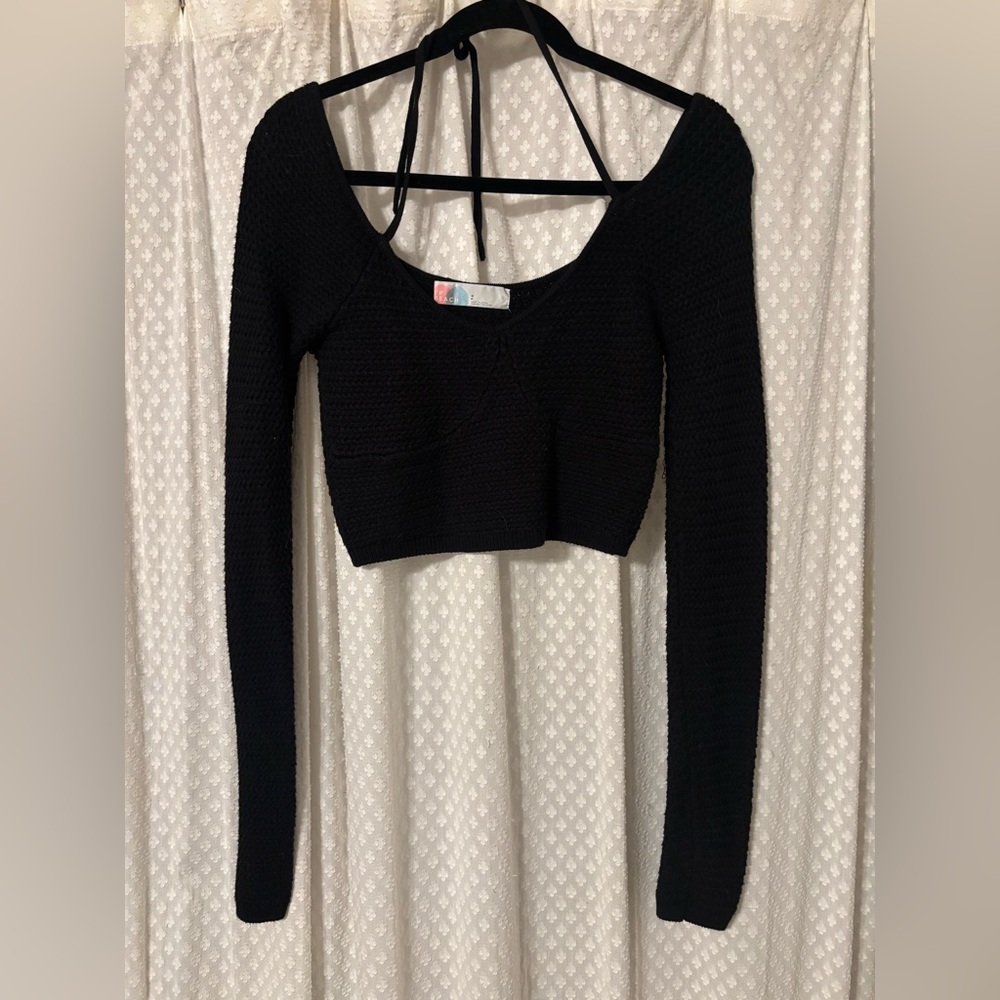 FP beach crocheted cropped sweater